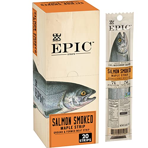 EPIC Smoked Salmon Strips, Wild Caught, Paleo Friendly, 0.8 oz, 20 ct