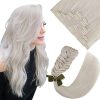Easyouth Seamless Clip in Hair Extensions Human Hair White Blonde Invisible Clip in