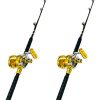 EatMyTackle 30 Wide 2 Speed Fishing Reels on 30-50 Pound Tournament Rods (2 Pack)