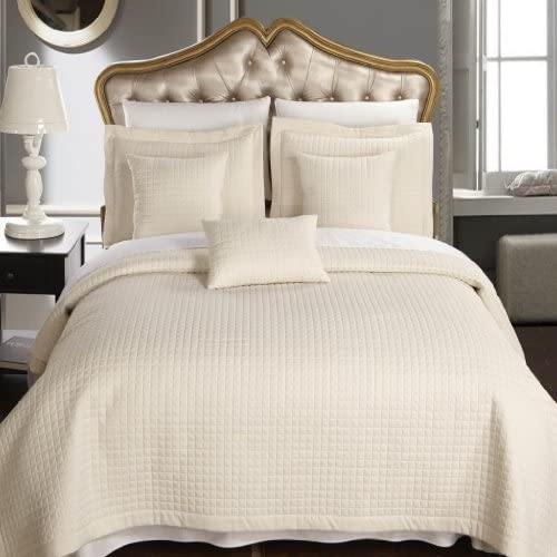 Egyptian Cotton Factory Outlet Store Luxurious King Size, 6 Piece, Ivory Checkered