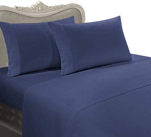 Egyptian Linens 600-Thread-Count Egyptian Cotton Sheet Set, Twin, Navy Solid