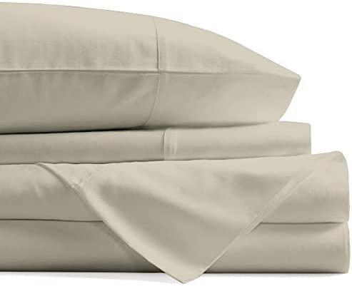 Egyptian Quality 100% Cotton Sheets Set, King Size Bedding Set in Sand