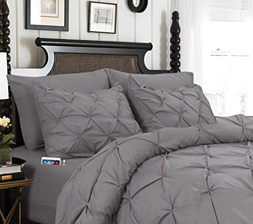 Elegant Comfort 8-Piece Pinch Pleated Comforter Set, Bed-in-a-Bag Silky Soft Set