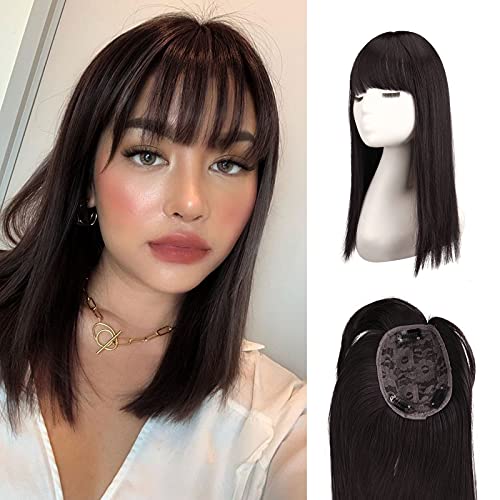 FESHFEN Hair Toppers for Women, Straight Hair Toppers Wiglet with Bangs for Thinning