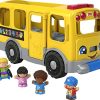 Fisher-Price Little People Big Yellow Bus, musical push and pull toy with Smart
