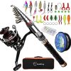 Fishing Pole Kit, Carbon Fiber Telescopic Fishing Rod and Reel Combo with Spinning