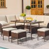 Flamaker Patio Furniture Set,7 Pieces Outdoor Dining Sectional Sofa Set, Outdoor