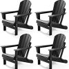 Folding Adirondack Chairs Set of 4, HDPE All-Weather Patio Chair, Lawn Chairs Plastic