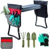 Folding Garden Kneeler and Seat with Gardening Tools for Kneeling and Sitting