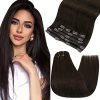 Fshine Clip In Hair Extensions Real Human Hair Extensions 16 Inch Dark Brown Clip in
