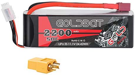 GOLDBAT 3S 2200mAh 11.1V 50C LiPo RC Battery with Deans Plug and XT60 Connector for