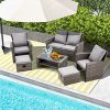 GYUTEI 6 Piece Patio Furniture Set Outdoor Sectional Sofa Conversation Sofa Set with