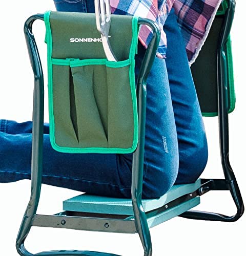 Garden Kneeler and Seat with 2 Large Tool Bag - Heavy Duty Garden Folding Chair with