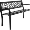 Giantex Patio Garden Bench Loveseats Park Yard Furniture Decor Cast Iron Frame Black