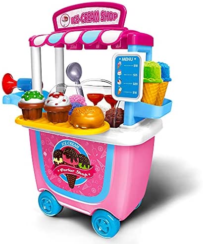 Gizmovine Ice Cream Pretend Toys Set 31pcs Pretend School Playset Food Truck Ice