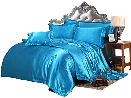 Glamour Bedding Super Soft Luxury Silk Like Satin Bed in Bag 3 Piece Turquoise Blue
