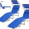 Goallim Beach Lounge Chairs 2PCS, Outdoor Folding Chaise Lounge with 5 Adjustable