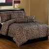 Grand Linen Black/Brown Comforter Set Leopard/Zebra Print Microfur Bed in A Bag Queen