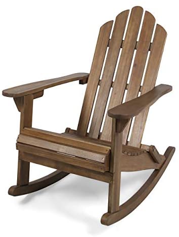 Great Deal Furniture Cara Outdoor Adirondack Acacia Wood Rocking Chair, Dark Brown