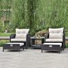 HODOCA 5 Pieces Wicker Patio Furniture Sets Rattan Outdoor Patio Chairs with Ottoman,