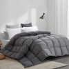 HOMBYS 116x98 Inches Fluffy Feather and Down Comforter, Oversized King Size Grey