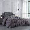 HOMBYS Feather and Down Comforter, Oversized King Comforter 120 x 120, Grey Extra