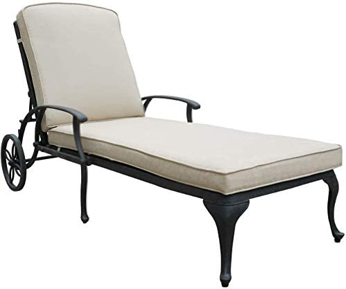 HOMEFUN Chaise Lounge Outdoor Chair with Beige Cushion, Aluminum Pool Side Sun Lounge