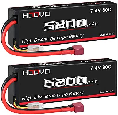 HOOVO 2S 7.4V 5200mAh 80C RC LiPo Battery Hard Case with Deans Connector for RC Buggy