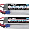 HRB 2Packs 6S 3300mAh 22.2V 60C LiPo Battery Pack with EC5 Plug for RC Car Boat Truck