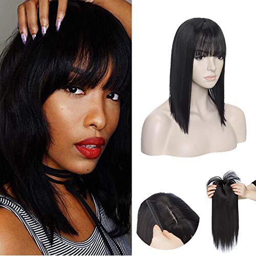 Hair Toppers With Bangs For Women Clip In Topper Hairpieces Synthetic Top Toupee