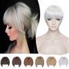 Hairro Clip in Bangs Synthetic Hair Extensions with Temples Thick Clip in Silvery