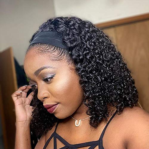 HeadBand Wig Curly Human Hair Wig None Lace Front Wigs for Black Women Deep Wave