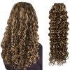 Hetto 20'' Curly Hair Extensions Clip in Human Hair Brown Highlighted Blonde Clip in