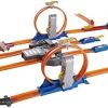 Hot Wheels Track Builder Total Turbo Takeover Track Set, Motorized Playset with Loops