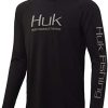 Huk Men's Pursuit Vented Long Sleeve 30 UPF Fishing Shirt, Black, XX-Large