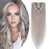Human Hair Extensions Clip in Hair Extensions 8pcs Long Straight Remy Hair Clip on