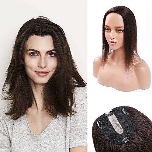 Human Hair Toppers for Women Real Remy Hair 130% Density 10*12CM Silk Base No Bangs