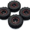 INJORA 1:10 RC Rock Crawler 1.9 Inch Rubber Tires & Plastic Wheel Rim Set for Axial