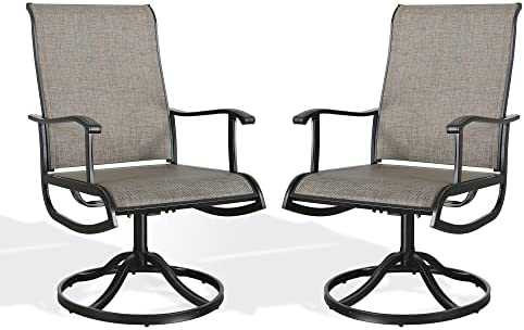 Iwicker Patio Textilene Mesh Fabric Swivel Dinging Chairs Outdoor Gentle Rocker Chair
