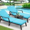 JOMEED 2 PCS Lounge Chair for Outside, Adjustable 5 Position Rattan Wicker Outdoor