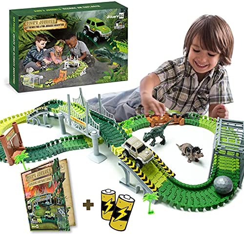 JitteryGit Dinosaur Toy Track for Boys and Girls - STEM Toy Activities for Kids -