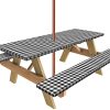 KENOBEE Umbrella Picnic Table and Bench Fitted Tablecloth Cover, 96" x 30" 8ft
