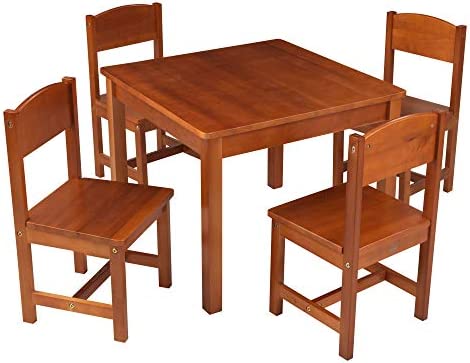 KidKraft Wooden Farmhouse Table & 4 Chairs Set, Children's Furniture for Arts and