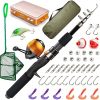 Kids Fishing Pole and Tackle Box - with Net, Travel Bag, Reel and Beginner’s Guide -
