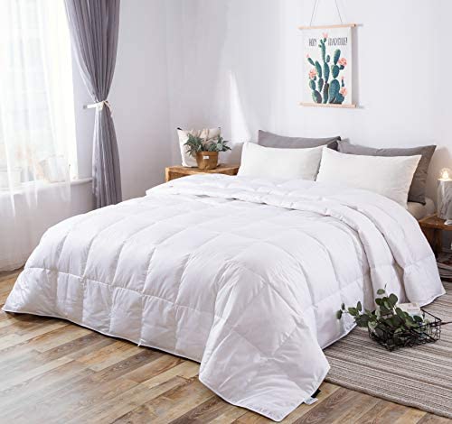 KumiQ Lightweight White Down Blanket/ Comforter Duvet for Summer/ Warm Weather,