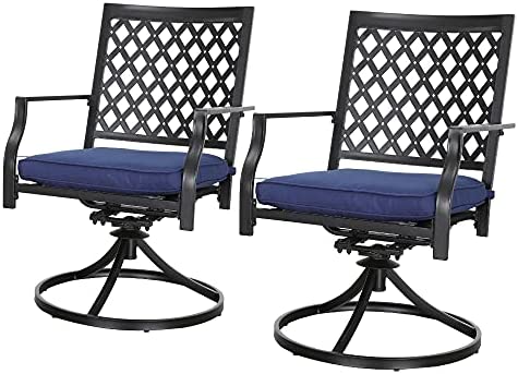 LOKATSE HOME Outdoor Patio Dinning Swivel Chairs Rocker Set of 2 Metal for Garden