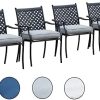 LOKATSE HOME Outdoor Wrought Iron Dining Chairs Set of 4, Cast Aluminum Lattice Weave