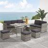 LOUVIXA 9pcs Patio Furniture Set Outdoor Couch Rattan Sectional Sofa,Conversation Set