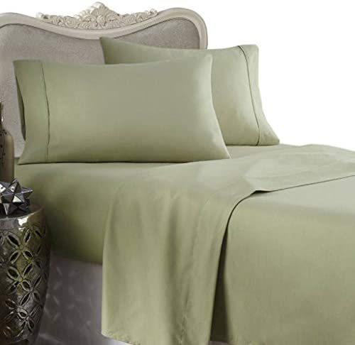 LUXURIOUS 6-Piece TWIN XL (Extra Long) Size GOOSE DOWN Bed-in-a-Bag, GREEN Solid /