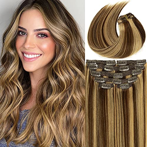 Lacerhair Remy Hair Clip in Extensions Human Hair Color P#4/12 Chocolate Brown